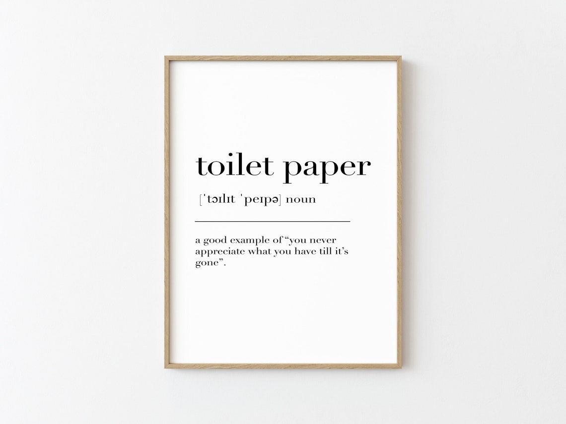 Toilet Paper Definition Print Bathroom Wall Decor Funny Etsy
