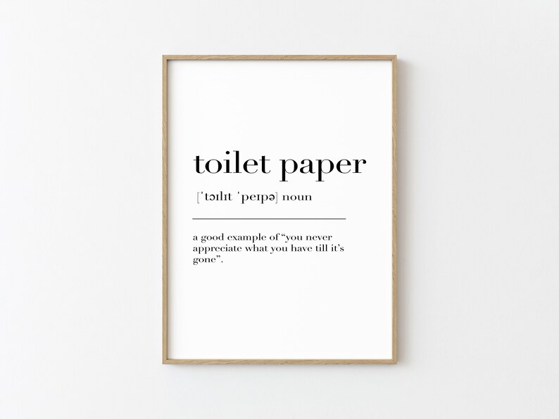 Toilet Paper Definition Print Bathroom Wall Decor Funny Etsy
