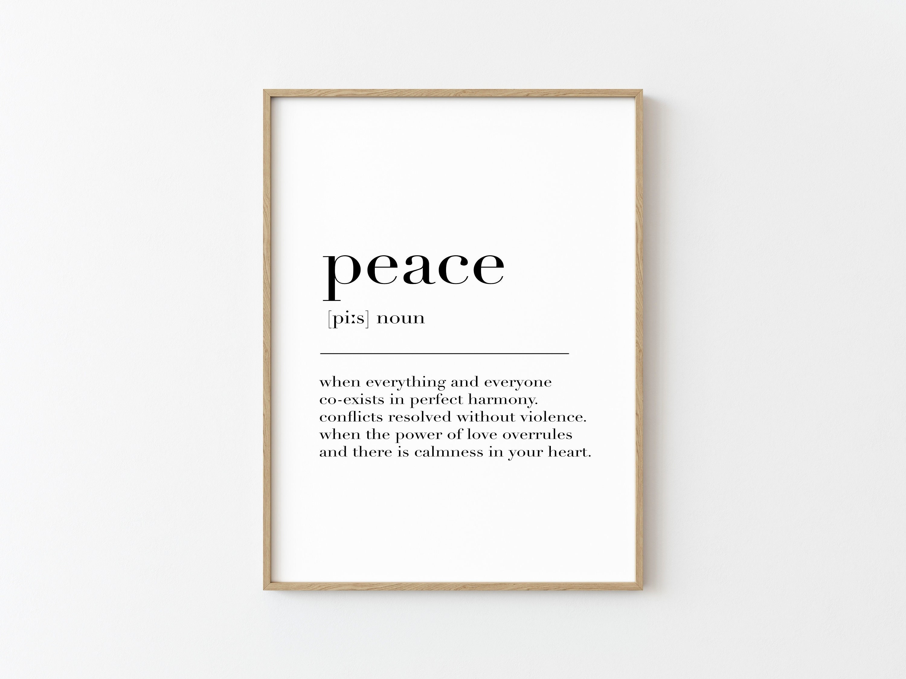 Peace Wall - Peace Print, Definition Print, Peace Quote, Art Peace, Gift, Peace Peace Wall Peace Etsy Modern Peace Sign, Gift, Art,birthday Poster,