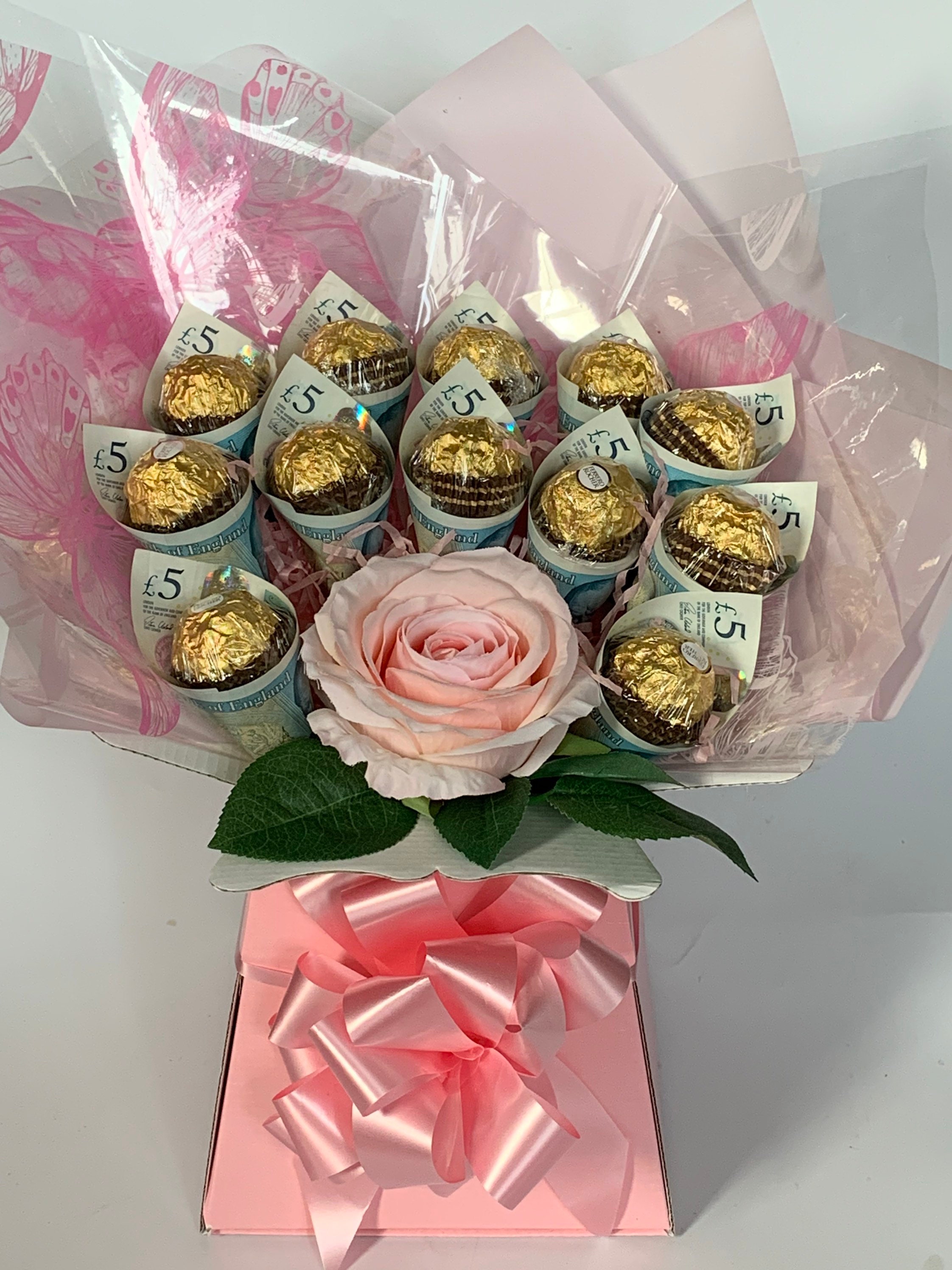 XL con dinero real ferrero rocher bouquet de chocolate dulce - Etsy México