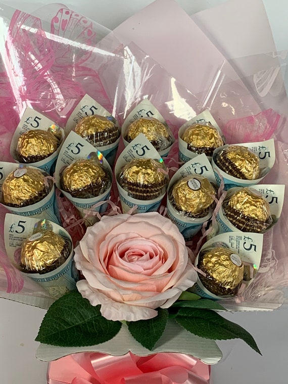 XL con dinero real ferrero rocher bouquet de chocolate dulce - Etsy España