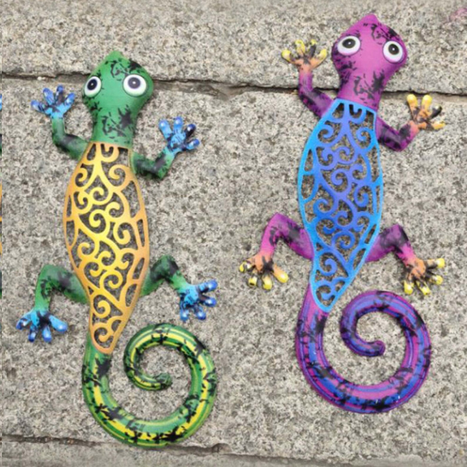 Metal Gecko Outdoor Wall Decor Lizard Hanging Sculpture Garden Etsy