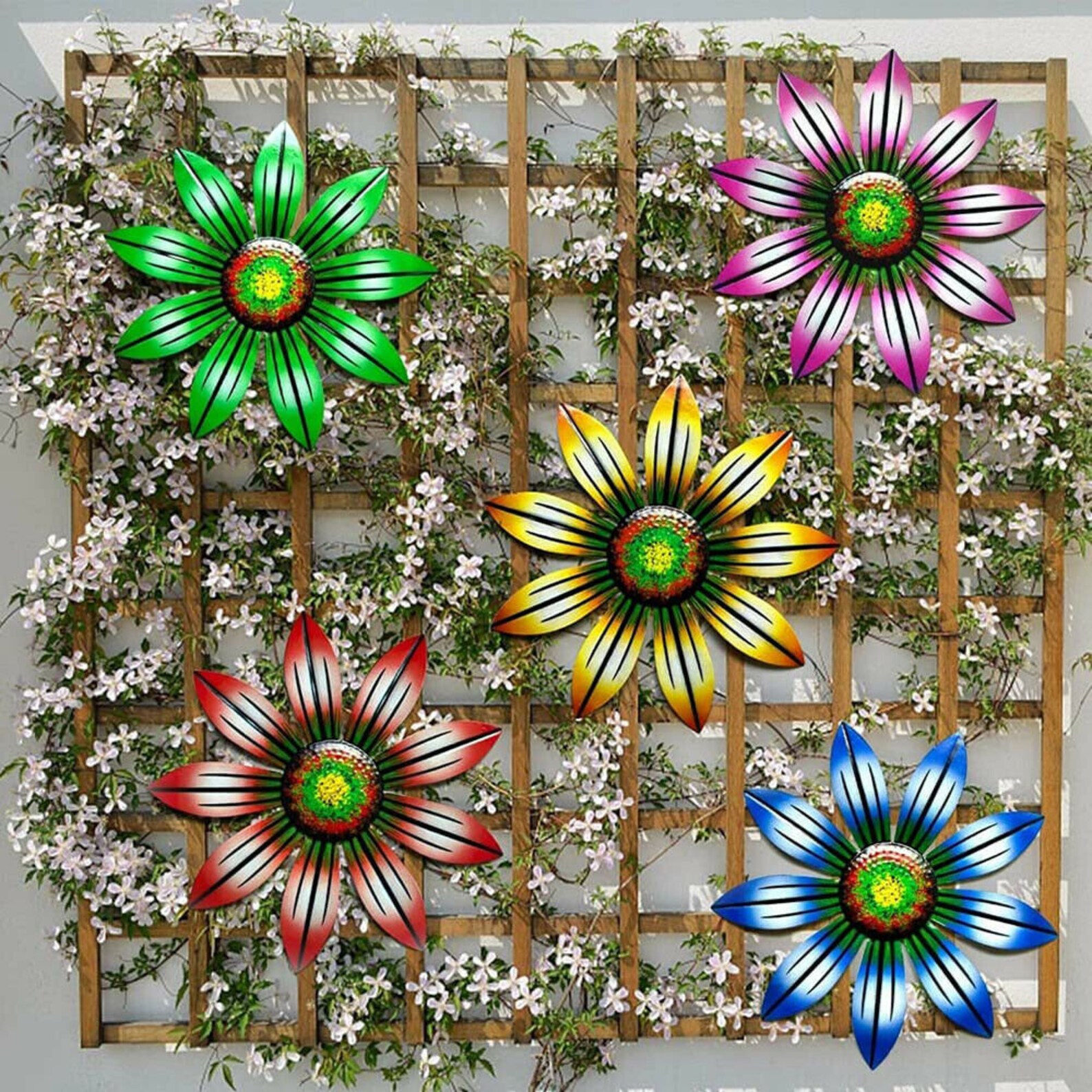 Metal Flower Wall Art Statue Sculpture Outdoor Indoor Hanging Etsy