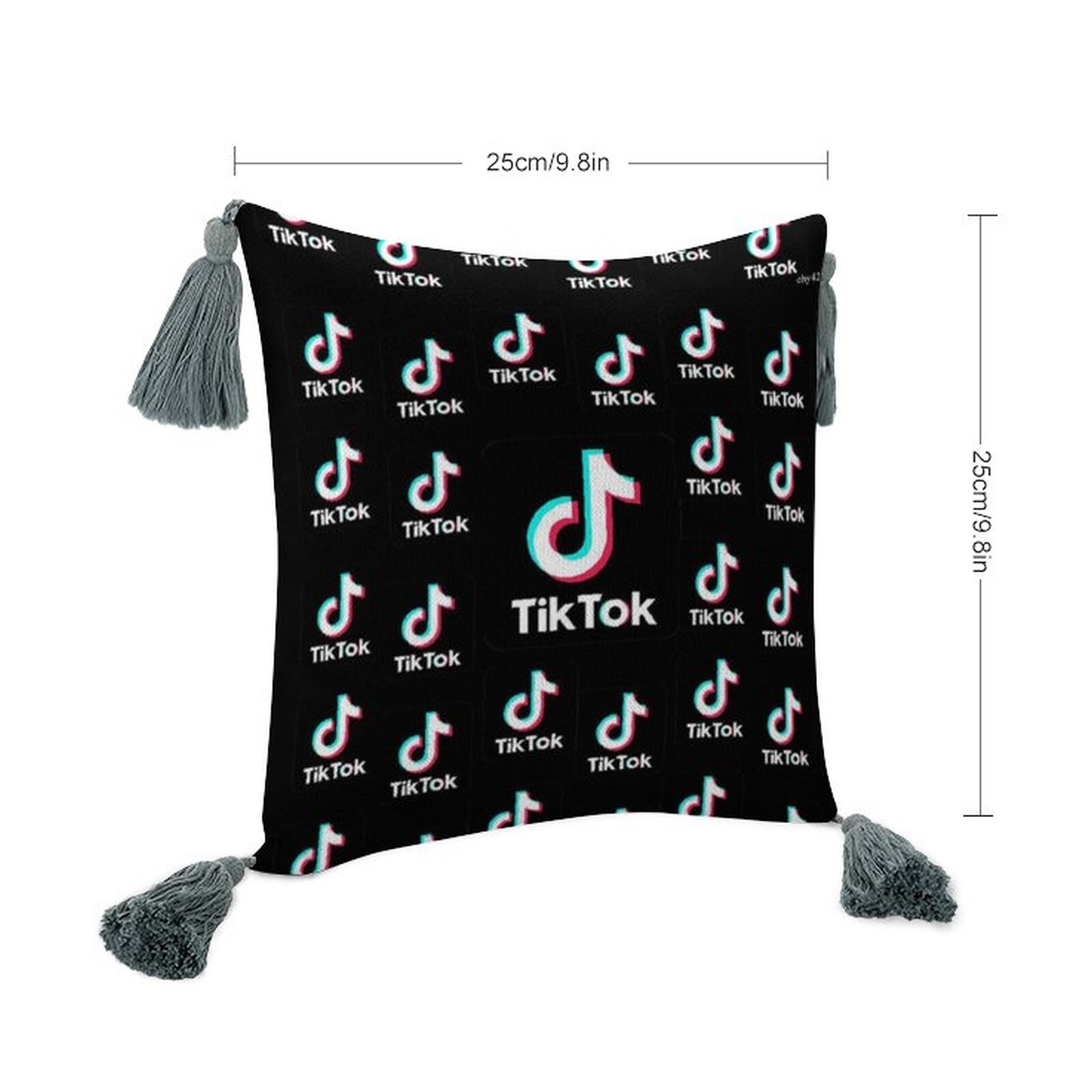 Cotton linen pillow with tassel Tiktok logo Personalized Etsy