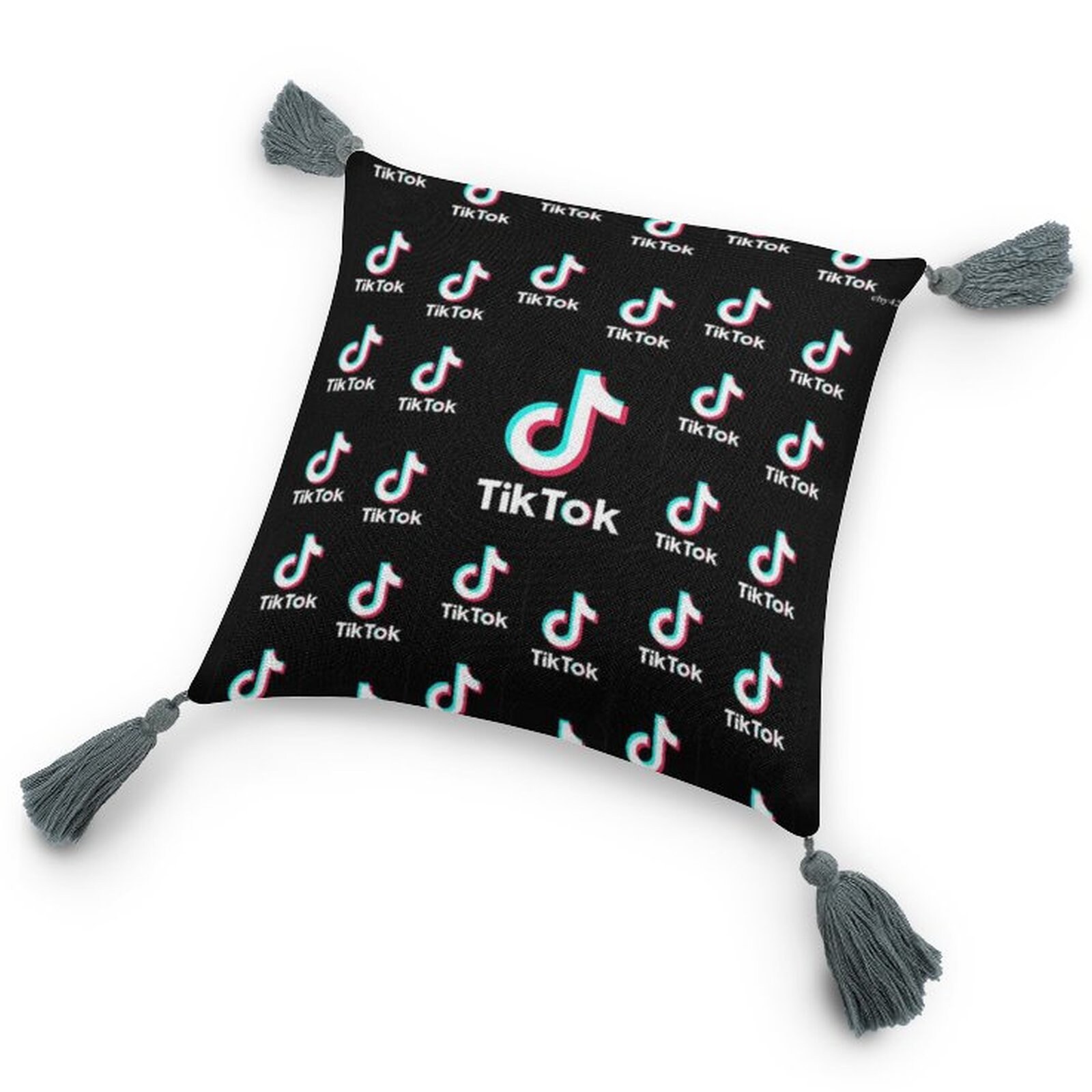 Cotton linen pillow with tassel Tiktok logo Personalized Etsy