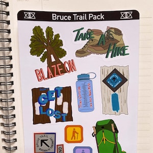 Bruce Trail Hiking Pack Hiking Adventures Laptop Stickers Planner Bujo Mini Sticker Sheet image 1