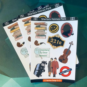 Pegatinas de Sherlock Holmes - Pegatinas para cuadernos - Pegatinas para portátiles - Pegatinas para agendas - Minihoja de pegatinas - Sherlock A
