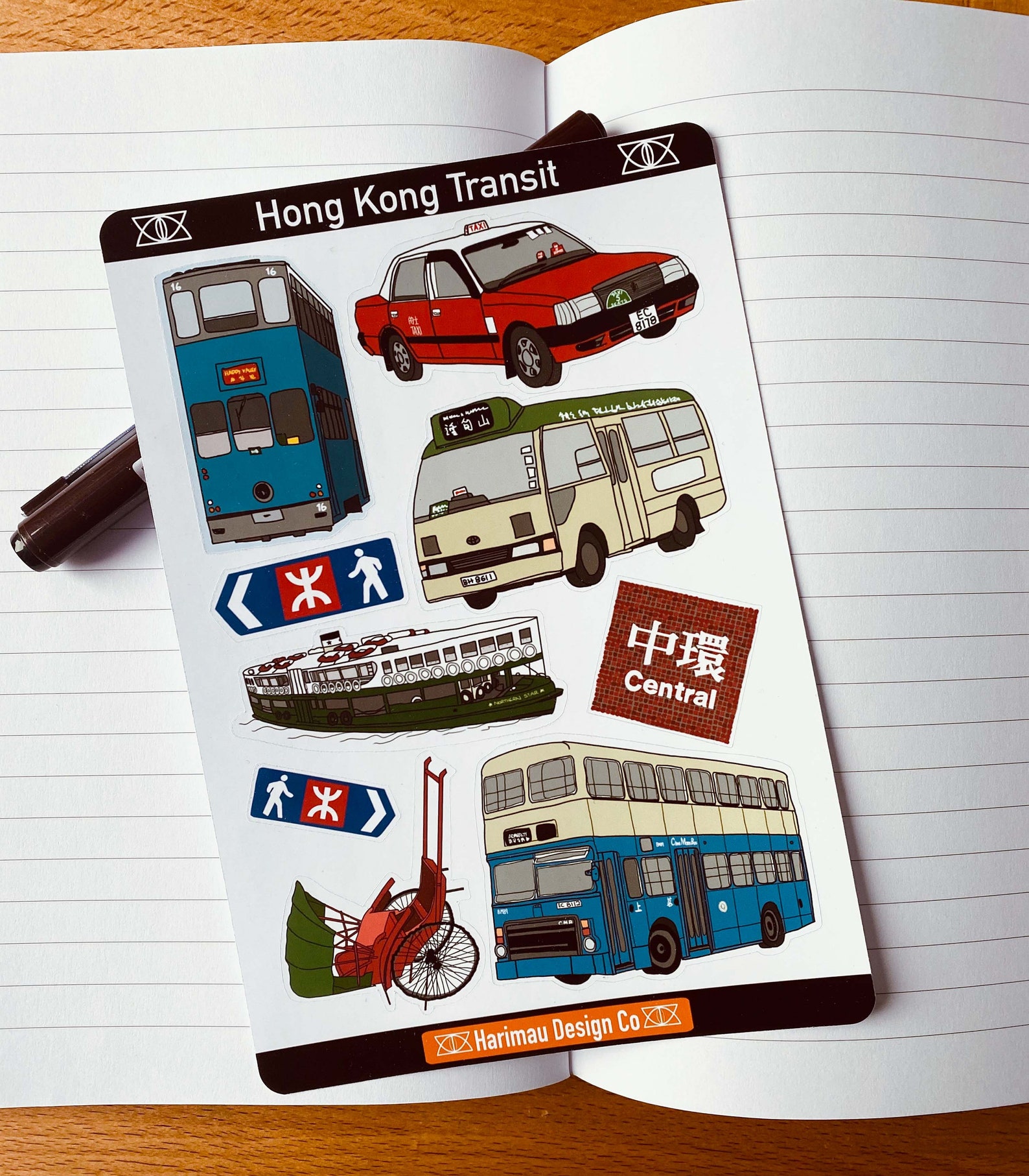 Hong Kong Transit Sticker Sheet Transportation, Laptop, Planner
