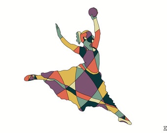 Dance Gymnastiek Kunstschaatsen Illustraties - Art Print - Vrouwen in de sport - Atleet Series - Kies uw sport