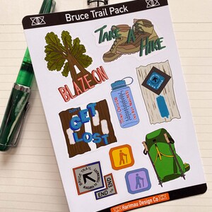 Bruce Trail Hiking Pack Hiking Adventures Laptop Stickers Planner Bujo Mini Sticker Sheet image 2