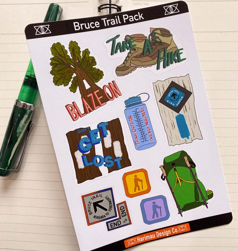 Bruce Trail Hiking Pack Hiking Adventures Laptop Stickers Planner Bujo Mini Sticker Sheet image 2