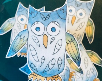 Watercolor Owl Die-Cut Stickers - Laptop - Watercolor - Waterbottle - Animals - Owl