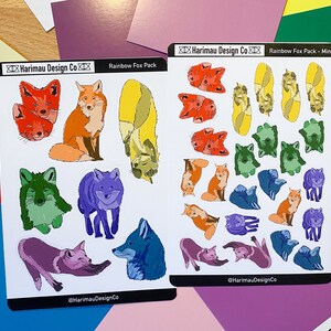 Autocollants Fox - Rainbow - Autocollants portables - Autocollants portables - Autocollants planificateur - Mini Autocollant - Autocollants animaux - Rainbow Fox Pack