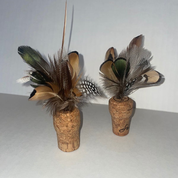 2-pk Catnip Soaked Feather Cork Toys | Cat Cork Toy, Cat Toy, Cat Toss Toy, Feather Toy, Handmade Cat Toy, Catnip Toy, Wine Cork Cat Toy