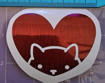 Cat In a Heart Vinyl Decal Car Sticker