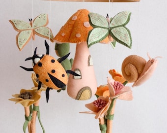 Fairytale mobile, fairy garden mobile, mushroom mobile, butterfly mobile