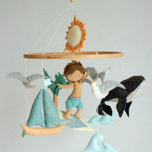 Surf baby mobile, ocean baby mobile, beach baby mobile