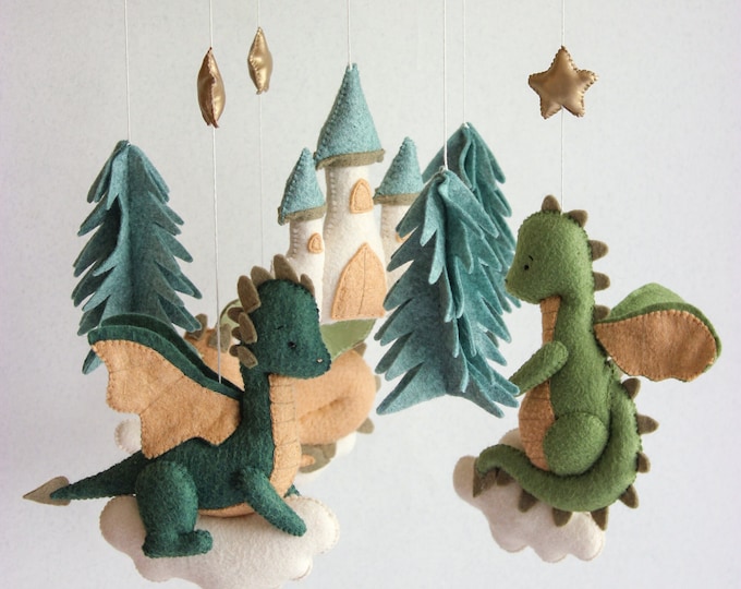 Drachen Baby Mobile, Baby Drachen Kinderzimmer, Schloss Baby mobile, Drachen Kinderzimmer Dekor