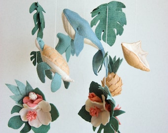Tropical baby mobile, hawaii baby mobile, whale baby mobile, ocean baby mobile
