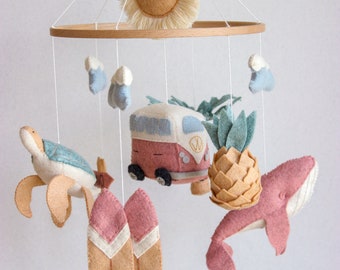 Surf baby mobile, beach baby mobile, surf nursery decor