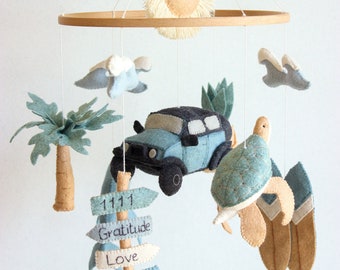 Surf baby mobiel, strand baby mobiel, surf kinderkamer decor