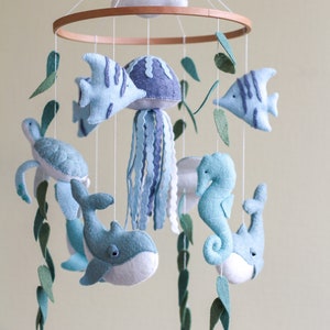 Ocean baby mobile, jellyfish mobile, whale baby mobile
