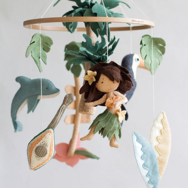 Hawaiian baby mobile, tropical baby mobile, palm tree mobile