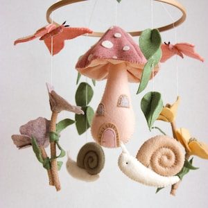 Fairy garden mobile, fairy baby mobile,  woodland baby mobile, fairy mushroom house