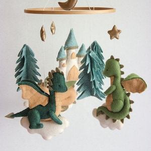 Dragon baby mobile, baby dragon nursery, castle baby mobile, dragon nursery decor