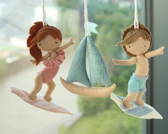 Surf nursery decor, beach baby gym toys, baby gym hanging toy