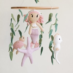 Mermaid baby mobile, ocean baby mobile, girl baby mobile