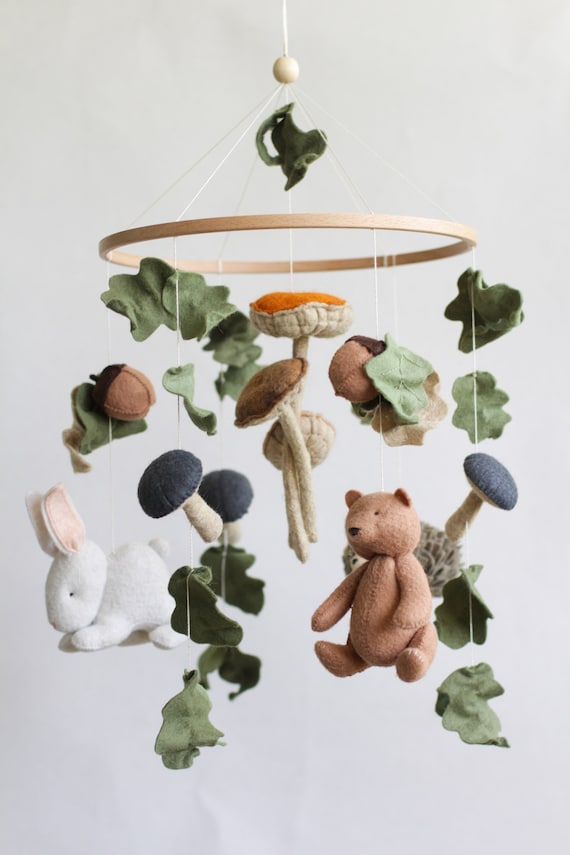 Baby Mobile Woodland, Mushroom Baby Mobile - Etsy