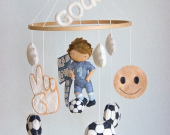 Móvil de bebé de fútbol, móvil de bebé de fútbol, decoración de guardería deportiva