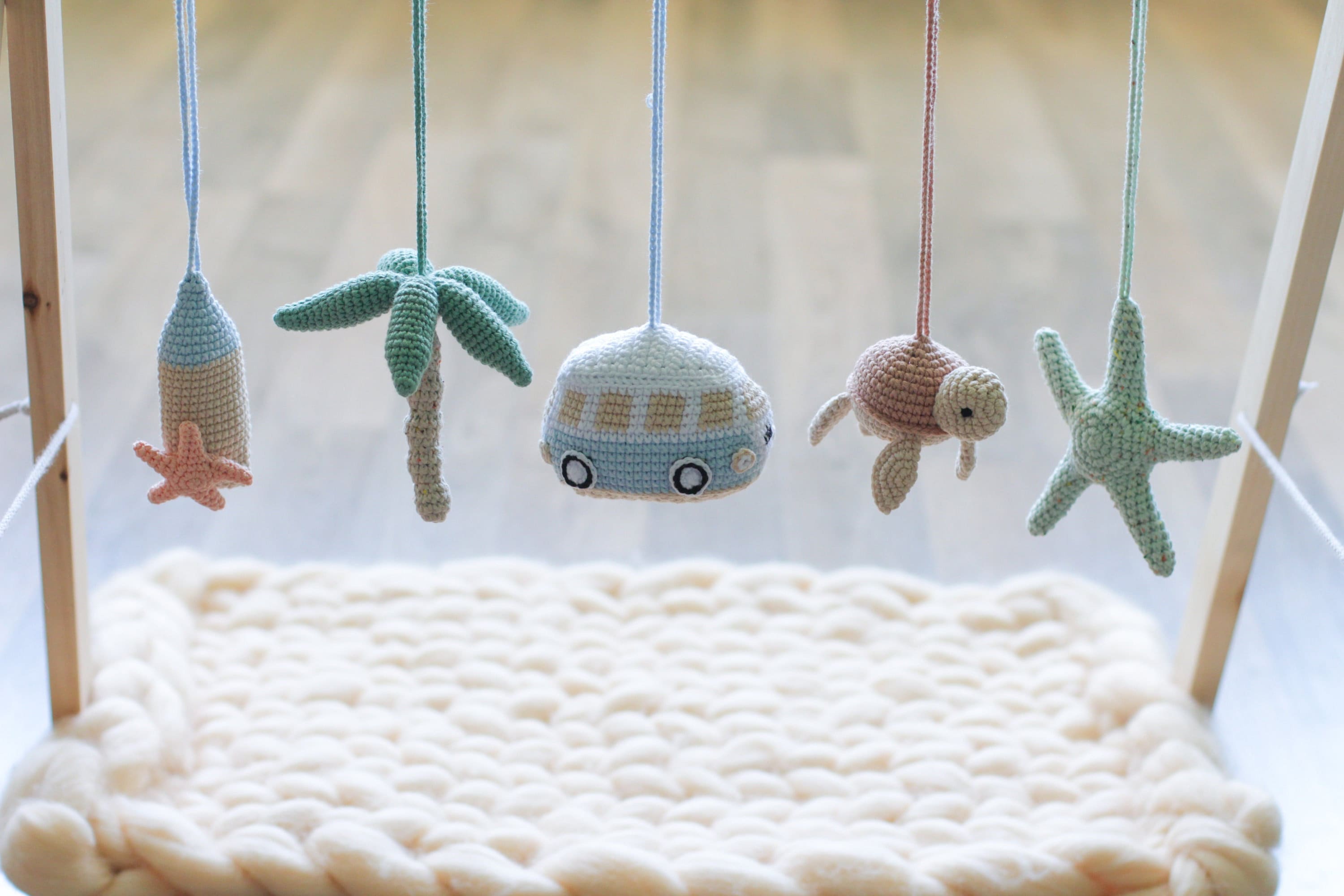 Play gym beach, ocean baby play gym, ocean hanging toys, surfing baby gym