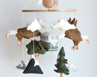 Mountain baby mobile, woodland baby mobile, eagle baby mobile