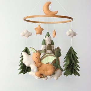 Dragon baby mobile, baby dragon nursery, castle baby mobile, dragon nursery decor
