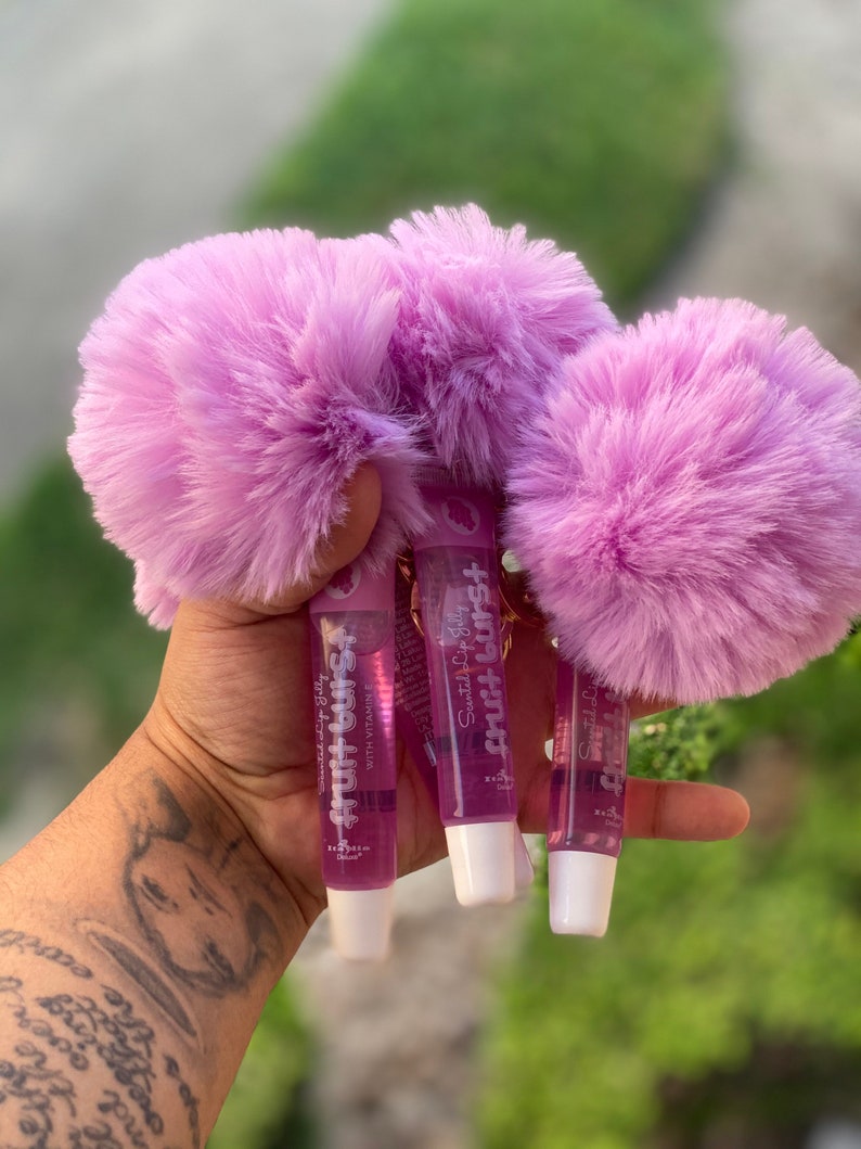Lip gloss Pom Pom keychains Etsy
