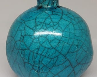 Raku pottery pomegranate vase