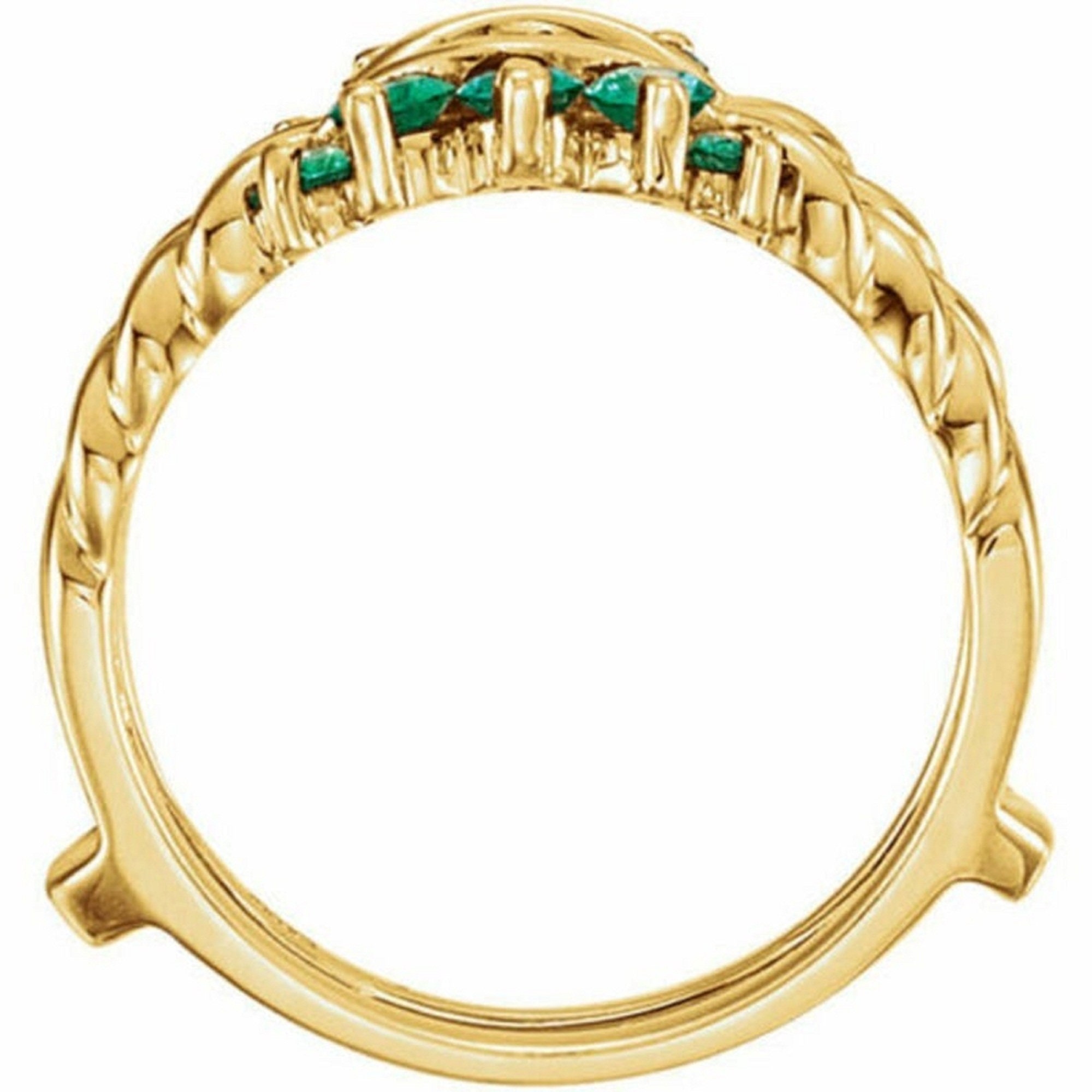 Green Emerald Round Solitaire Enhancer Ring vintage Ring 925 Etsy