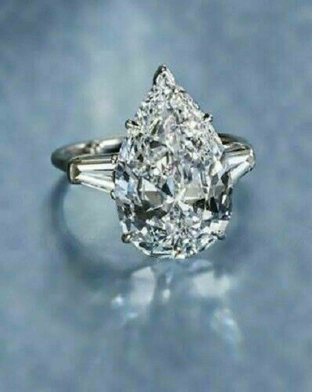4.30 Ct Pear Cut Simulated Diamond Three-stone Engagement Ring - Etsy