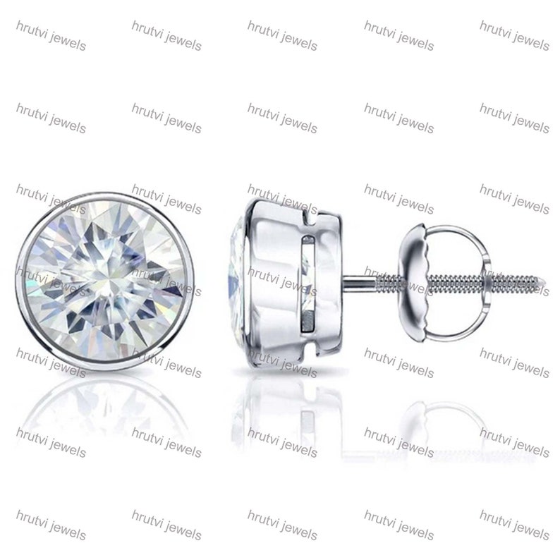 14k Gold Plated Sterling Silver 2 Ct White Simulated Diamond Etsy