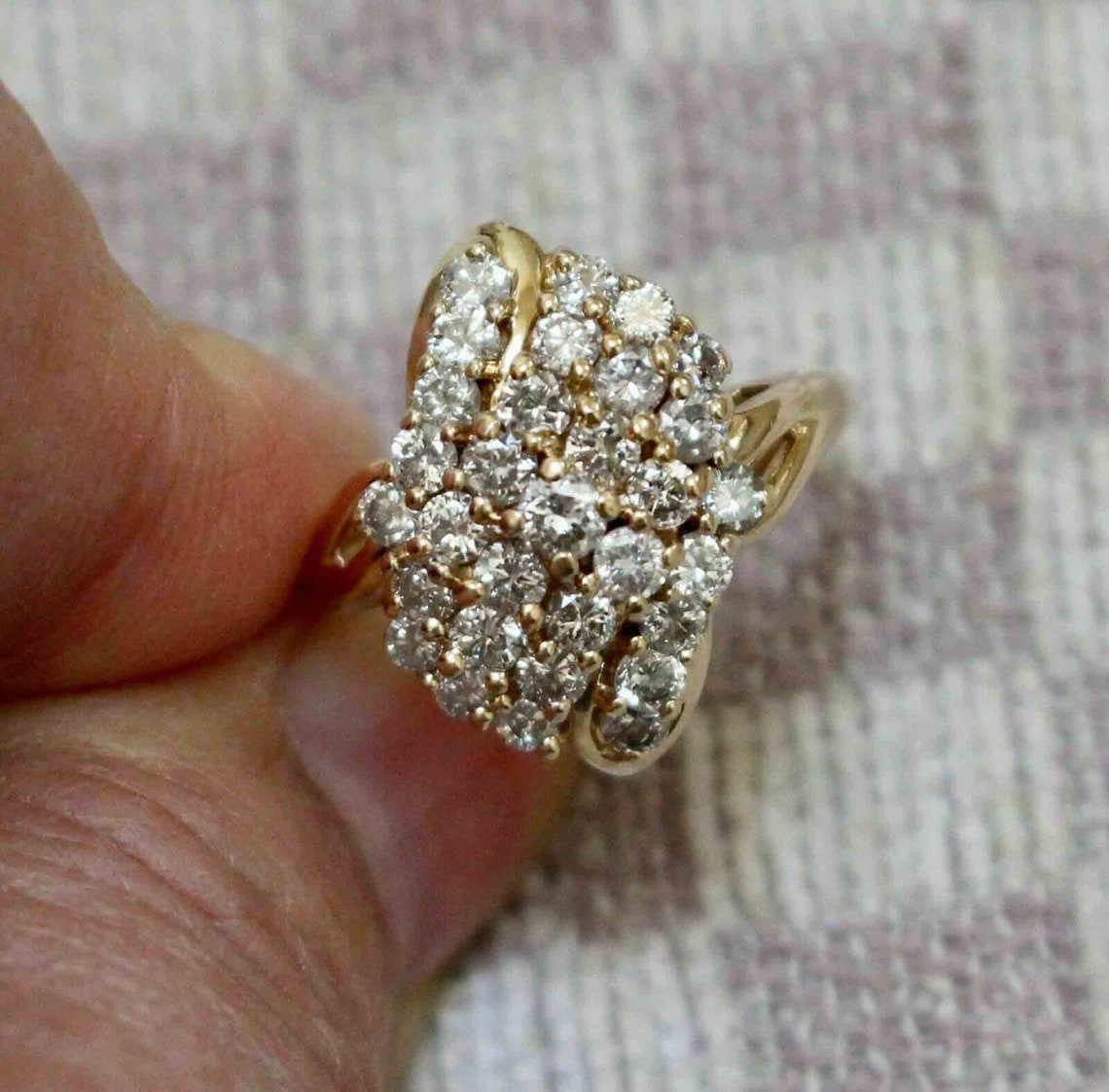 2.50Ct Round Simulated Diamond Cluster Engagement Ring For Her Etsy
