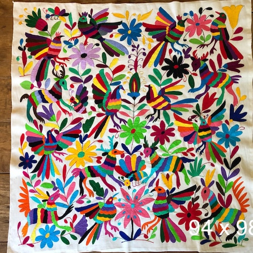 Otomi Hand-embroidered Multicolor Tenango 1x1 M Painting - Etsy