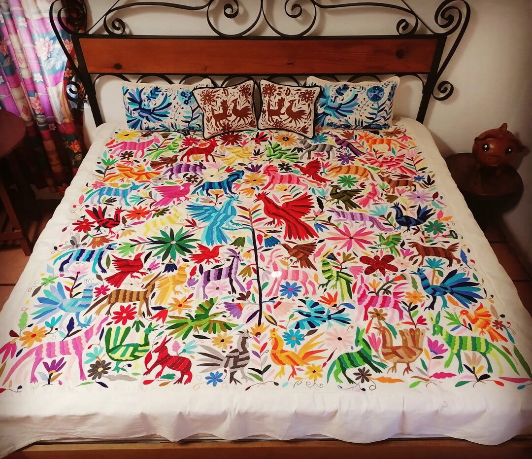 Colorful Otomi Bedspread - Etsy
