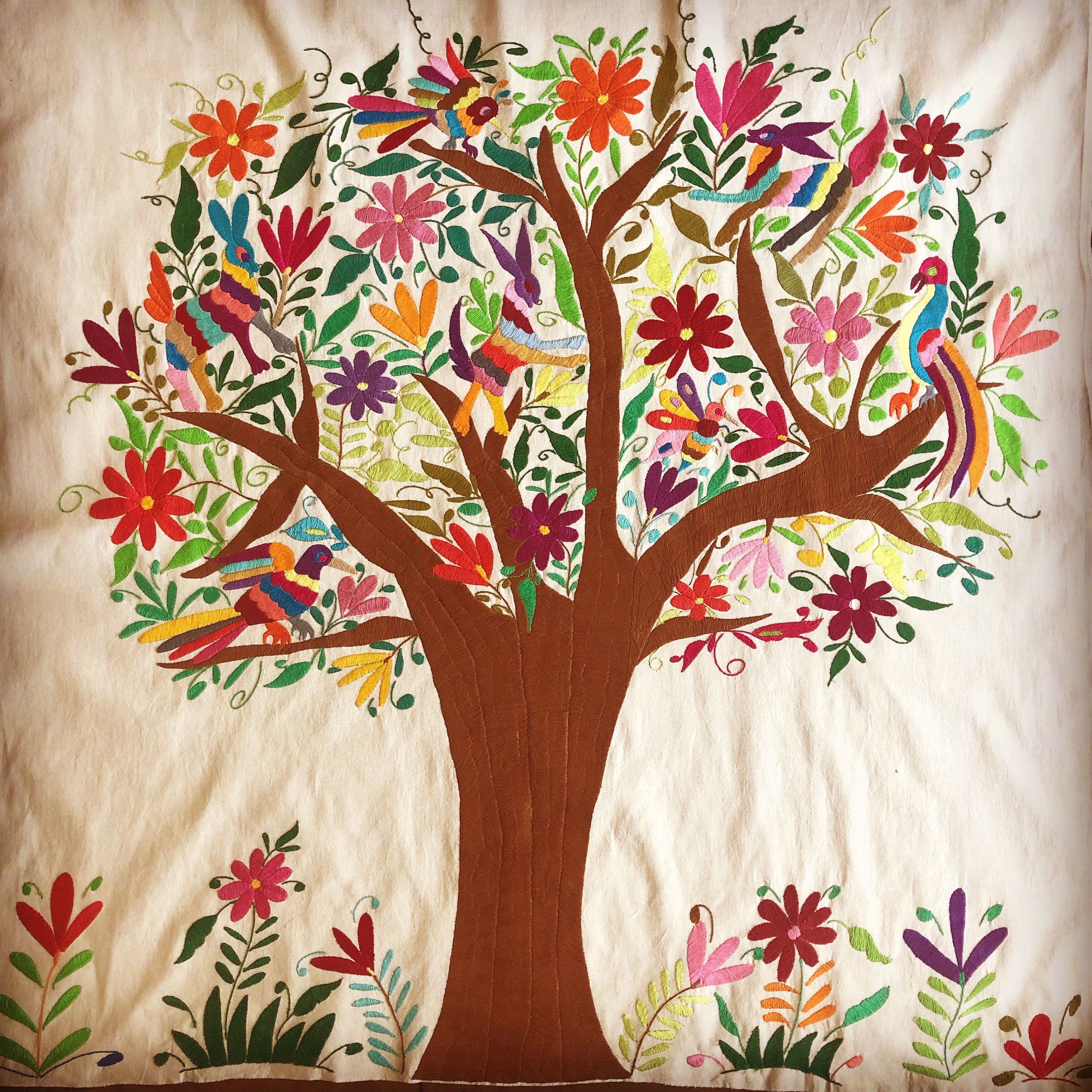 Hermoso árbol de la vida bordado Tenango a mano - Etsy España