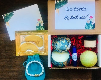 Good Luck Gift. Kick Ass Gift. Encouragement. Positive Thinking. Relaxing Spa Gift Box. Well Wishes Box. Inspiration Kit