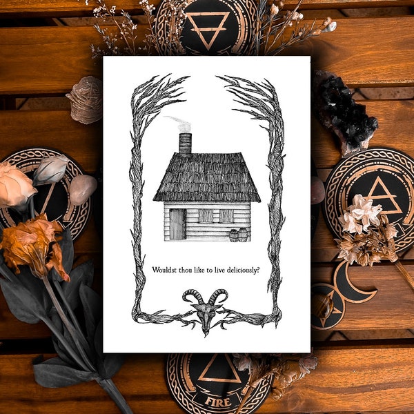 The Witch Cottage Print | VVitch Poster | Black Phillip Print | Witch Prints | Gothic Home Decor | Witchy Gifts | Witchy Home Decor