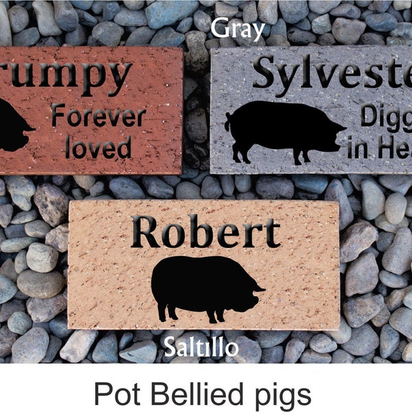 Pot Bellied Pig, Engraved brick, Memorial, Marker, Pet, 8"x4"x1.5", Custom,