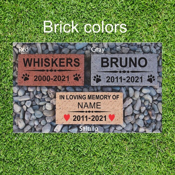 CAT, DOG, HUMAN, Memory bricks, Name and Dates, Paws and Hearts, Memorial, Marker, Pet stone, Personalized, Gift, Free shipping