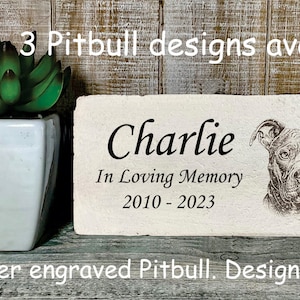 PITBULL, 3 Pitbull designs, Dog, Memorial, Marker, Brick, 8x4, Gift, Laser engraved, Outdoor/Indoor, Personalized, Free shipping